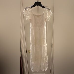 Smocked Maxi Dress with Puff Sleeves